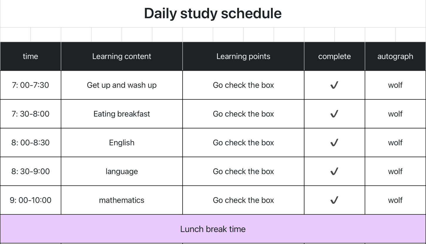 Daily study schedule 1 1